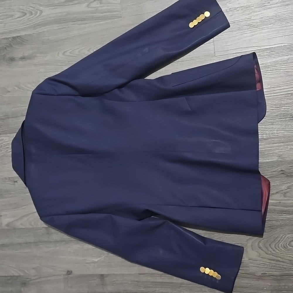 Gucci Women's Blue Sheen Uniform Blazer with Matte Gold Buttons Size 40 - Picture 11 of 12